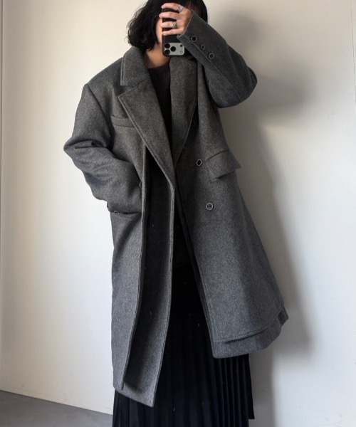 CREARE -LINO-（クレアーレリノ）の「レイヤードロングコート（その他アウター・メンズ・ブラック/チャコール・FREE）」の7枚目の写真