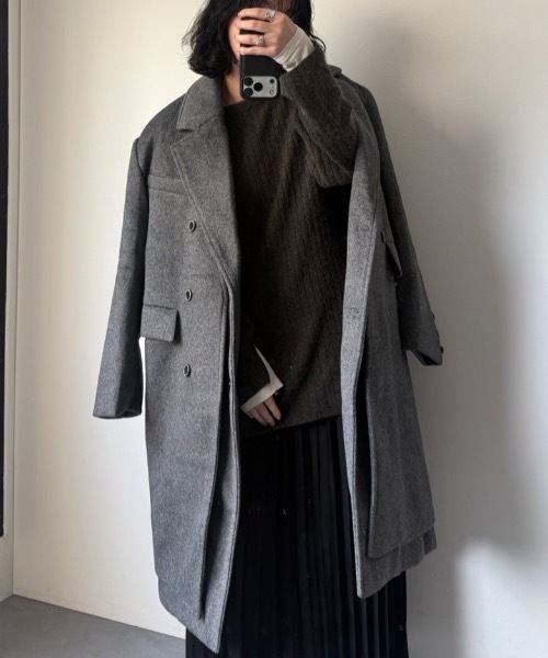 CREARE -LINO-（クレアーレリノ）の「レイヤードロングコート（その他アウター・メンズ・ブラック/チャコール・FREE）」の6枚目の写真