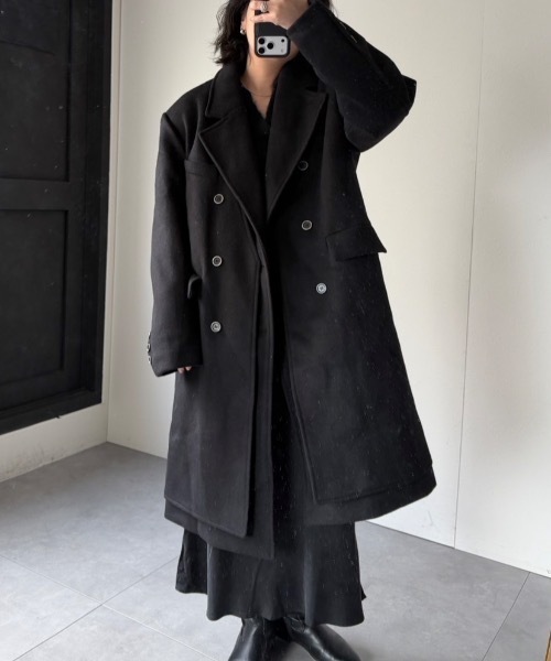 CREARE -LINO-（クレアーレリノ）の「レイヤードロングコート（その他アウター・メンズ・ブラック/チャコール・FREE）」の4枚目の写真