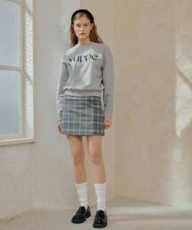 CHECK LINE SKIRT_SKY BLUE