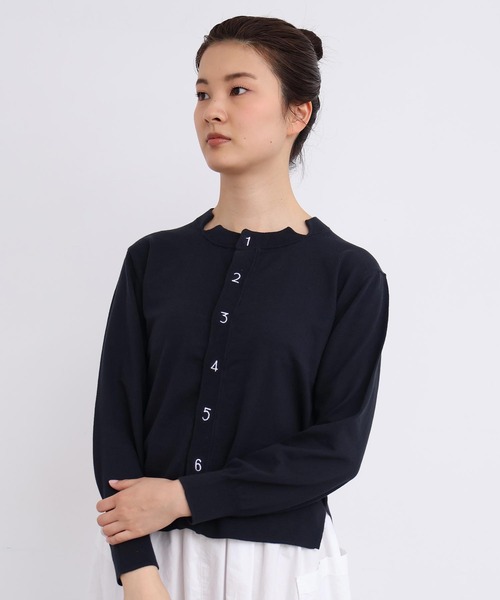 I am I in fact...（アイアムアイインファクト）の「コットン数字刺繍　クルーカーディガン（カーディガン/ボレロ・レディース・イエロー/ピンク/サックスブルー/チャコールグレー/グレー・FREE）」の7枚目の写真