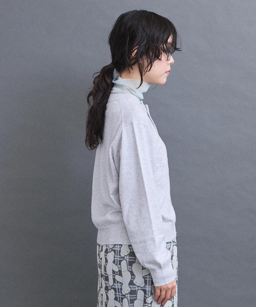 I am I in fact...（アイアムアイインファクト）の「コットン数字刺繍　クルーカーディガン（カーディガン/ボレロ・レディース・イエロー/ピンク/サックスブルー/チャコールグレー/グレー・FREE）」の12枚目の写真