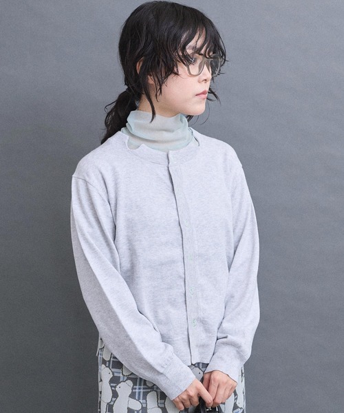 I am I in fact...（アイアムアイインファクト）の「コットン数字刺繍　クルーカーディガン（カーディガン/ボレロ・レディース・イエロー/ピンク/サックスブルー/チャコールグレー/グレー・FREE）」の13枚目の写真