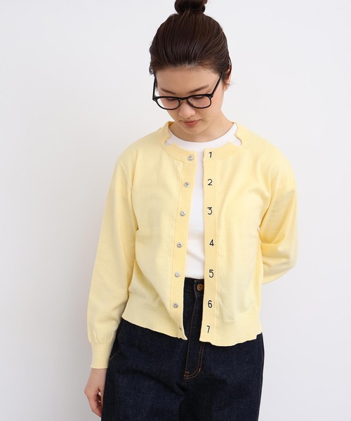 I am I in fact...（アイアムアイインファクト）の「コットン数字刺繍　クルーカーディガン（カーディガン/ボレロ・レディース・イエロー/ピンク/サックスブルー/チャコールグレー/グレー・FREE）」の15枚目の写真