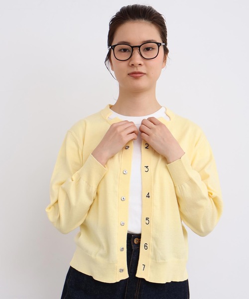 I am I in fact...（アイアムアイインファクト）の「コットン数字刺繍　クルーカーディガン（カーディガン/ボレロ・レディース・イエロー/ピンク/サックスブルー/チャコールグレー/グレー・FREE）」の17枚目の写真