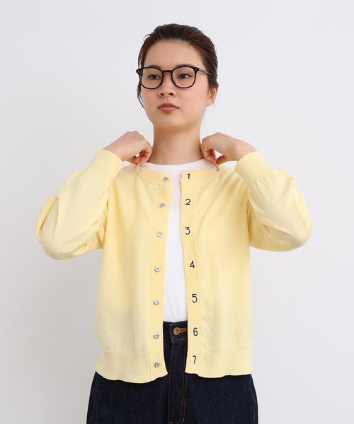 I am I in fact...（アイアムアイインファクト）の「コットン数字刺繍　クルーカーディガン（カーディガン/ボレロ・レディース・イエロー/ピンク/サックスブルー/チャコールグレー/グレー・FREE）」の16枚目の写真