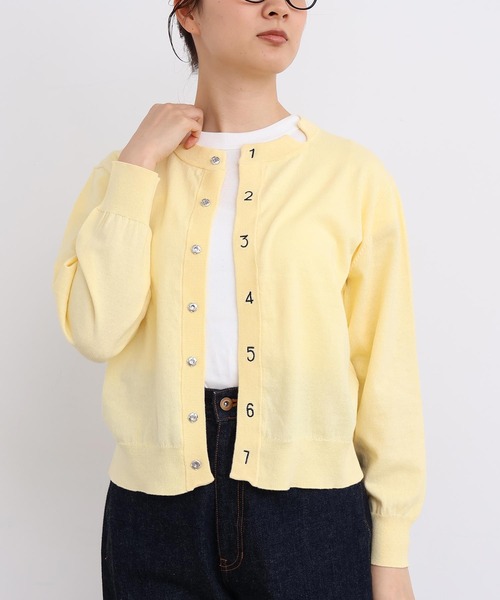 I am I in fact...（アイアムアイインファクト）の「コットン数字刺繍　クルーカーディガン（カーディガン/ボレロ・レディース・イエロー/ピンク/サックスブルー/チャコールグレー/グレー・FREE）」の18枚目の写真