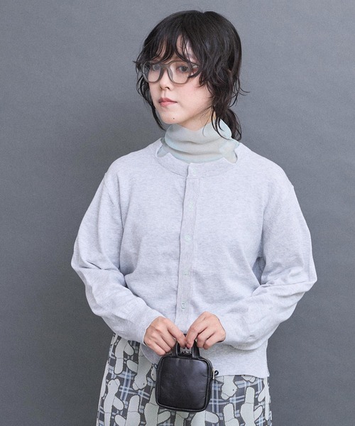 I am I in fact...（アイアムアイインファクト）の「コットン数字刺繍　クルーカーディガン（カーディガン/ボレロ・レディース・イエロー/ピンク/サックスブルー/チャコールグレー/グレー・FREE）」の10枚目の写真