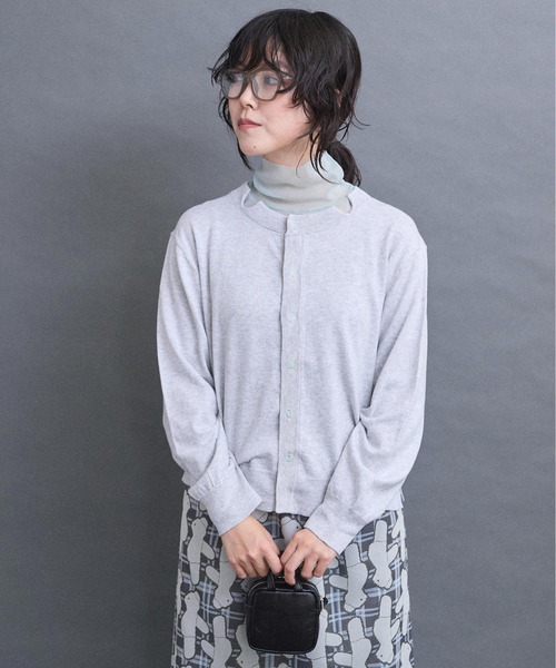 I am I in fact...（アイアムアイインファクト）の「コットン数字刺繍　クルーカーディガン（カーディガン/ボレロ・レディース・イエロー/ピンク/サックスブルー/チャコールグレー/グレー・FREE）」の9枚目の写真