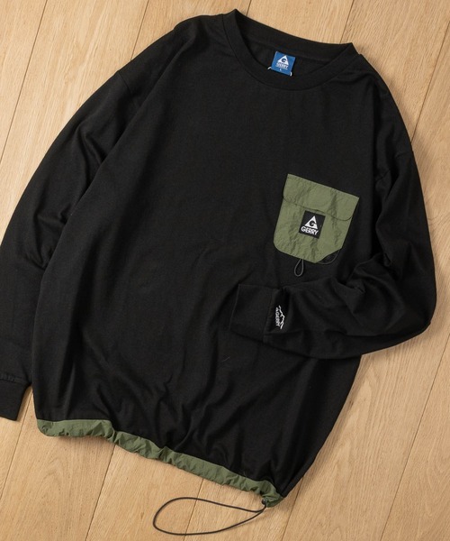 GERRY(ジェリー)の「【ag】〔GERRY/ジェリー〕ナイロンデザインポケット ロングスリーブ Tシャツ(Tシャツ/カットソー・メンズ・ブラック系1/ライトグレー系2/ブラック系2/ライトグレー系1/ホワイト系1/ホワイト系2・MEDIUM/LARGE)」の3枚目の写真