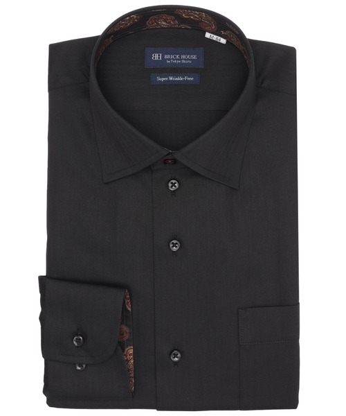 TOKYO SHIRTS(トウキョウシャツ)の「【超形態安定】 形態安定ノンアイロン ワイド 長袖ビジネスワイシャツ(ビジネスシャツ・メンズ・ブラック・首回り39cm-裄丈80cm/首回り39cm-裄丈84cm/首回り41cm-裄丈82cm/首回り41cm-裄丈86cm/首回り42cm-裄丈82cm/首回り42cm-裄丈86cm/首回り43cm-裄丈82cm/首回り43cm-裄丈86cm/首回り37cm-裄丈80cm/首回り37cm-裄丈84cm)」の1枚目の写真