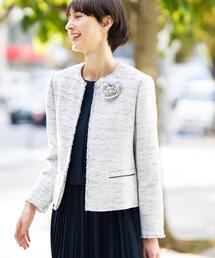 Dessin（デッサン）の「【入卒/セレモニー】ツイードクルーネックジャケット（ノーカラージャケット）」