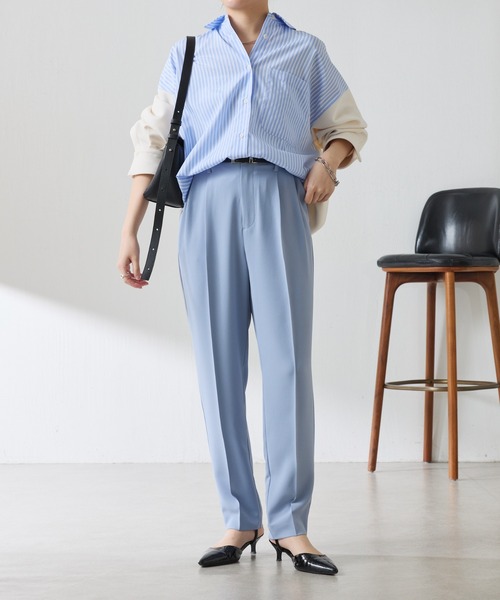 COLLAGE GALLARDAGALANTE(コラージュガリャルダガランテ)の「ジャージスリムテーパードパンツ/セットアップ可/高機能/WEB限定カラー展開/マイナス3kg(その他パンツ・レディース・ベージュ/ネイビー/ブラック/ライトブルー・0/1)」の13枚目の写真