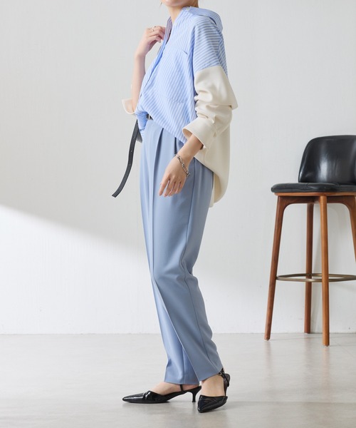 COLLAGE GALLARDAGALANTE(コラージュガリャルダガランテ)の「ジャージスリムテーパードパンツ/セットアップ可/高機能/WEB限定カラー展開/マイナス3kg(その他パンツ・レディース・ベージュ/ネイビー/ブラック/ライトブルー・0/1)」の19枚目の写真