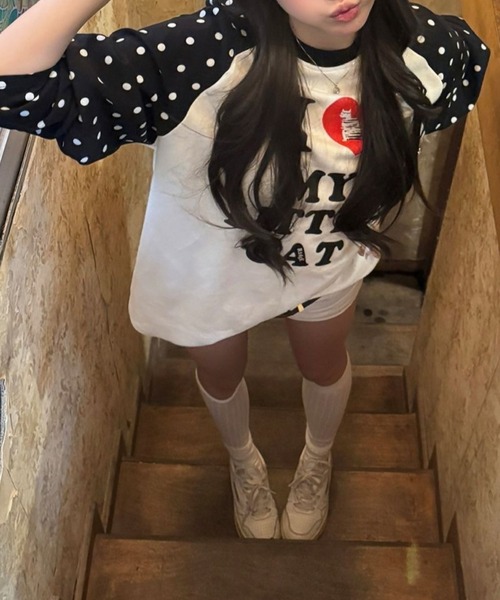 SHEPP（シープ）の「【26年春新作】クルーネックラグランドットスリーブプルオーバー（Tシャツ/カットソー・レディース・ホワイト・M）」の3枚目の写真