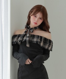 check choker rosily tops/チェックチョーカーローズリートップス