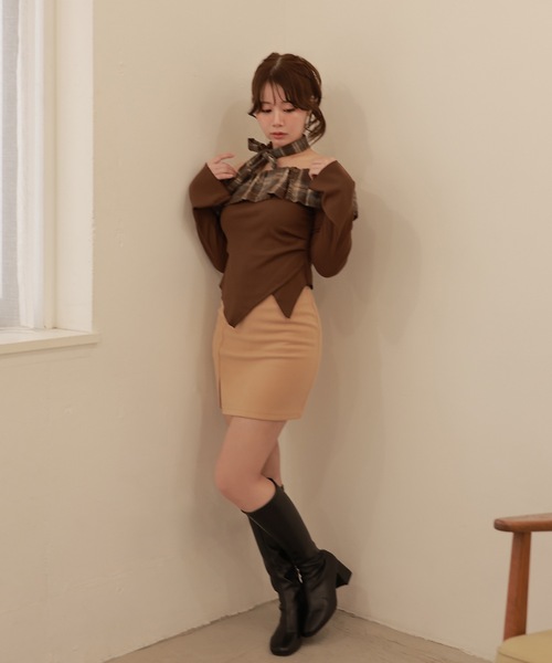 M DOLLY(エムドリー)の「check choker rosily tops/チェックチョーカーローズリートップス(Tシャツ/カットソー・レディース・ブラウン/ブラック・FREE)」の12枚目の写真