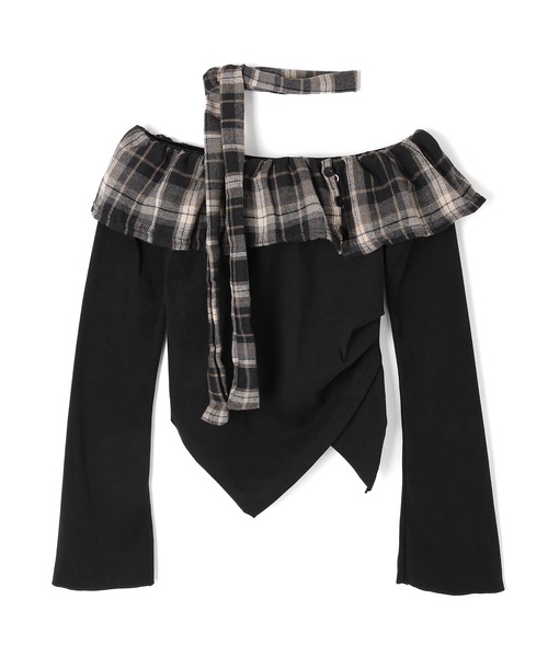 M DOLLY(エムドリー)の「check choker rosily tops/チェックチョーカーローズリートップス(Tシャツ/カットソー・レディース・ブラウン/ブラック・FREE)」の14枚目の写真