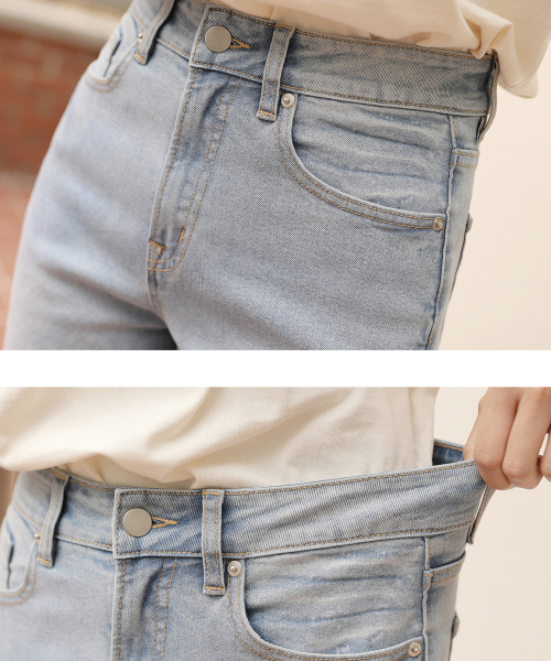 BBAEBBAE(ペッペ)の「ウォッシングクロップスパンスリムバギーデニムパンツ(デニムパンツ・レディース・ブルー・SMALL/MEDIUM/LARGE/X-LARGE)」の4枚目の写真