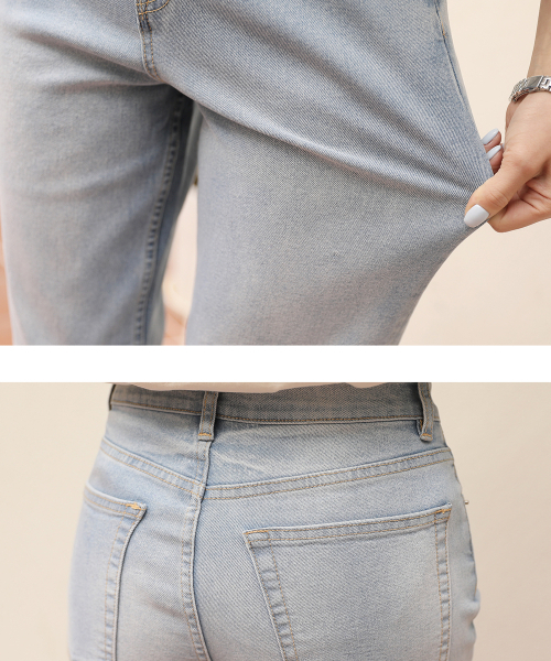 BBAEBBAE(ペッペ)の「ウォッシングクロップスパンスリムバギーデニムパンツ(デニムパンツ・レディース・ブルー・SMALL/MEDIUM/LARGE/X-LARGE)」の5枚目の写真