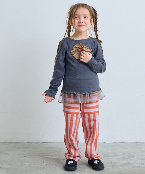 MARKEY'S（マーキーズ）の「ミニウラケストライプロングパンツ（その他パンツ・キッズ・グリーン系その他/ブラック系その他/オレンジ系その他・80/90/95/100/110/120/130/140/150）」の11枚目の写真