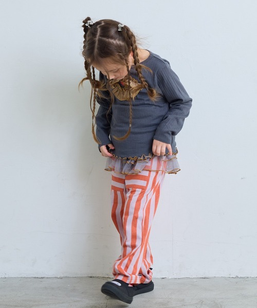 MARKEY'S（マーキーズ）の「ミニウラケストライプロングパンツ（その他パンツ・キッズ・グリーン系その他/ブラック系その他/オレンジ系その他・80/90/95/100/110/120/130/140/150）」の12枚目の写真