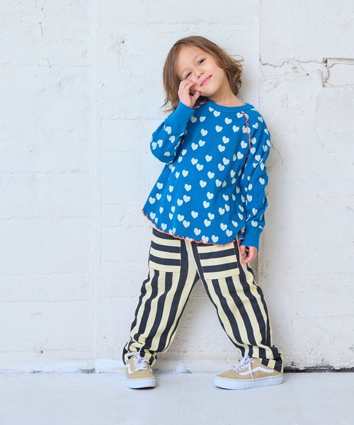 MARKEY'S（マーキーズ）の「ミニウラケストライプロングパンツ（その他パンツ・キッズ・グリーン系その他/ブラック系その他/オレンジ系その他・80/90/95/100/110/120/130/140/150）」の7枚目の写真