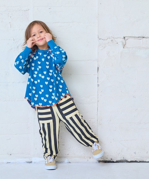 MARKEY'S（マーキーズ）の「ミニウラケストライプロングパンツ（その他パンツ・キッズ・グリーン系その他/ブラック系その他/オレンジ系その他・80/90/95/100/110/120/130/140/150）」の8枚目の写真