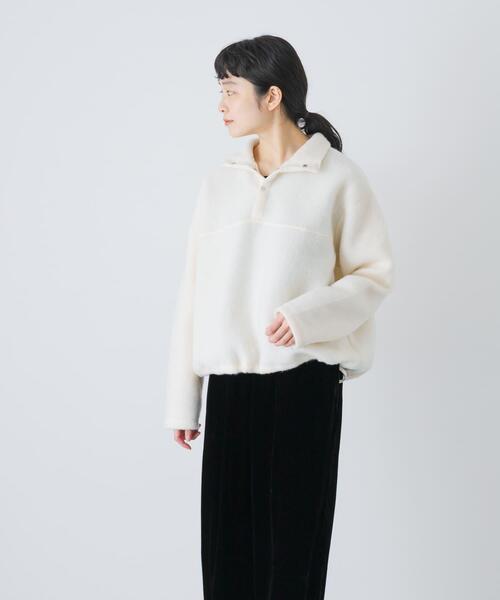 かぐれ（カグレ）の「ウールコットンフリースプルオーバー（その他トップス・レディース・ブラック/オフホワイト・FREE）」の2枚目の写真