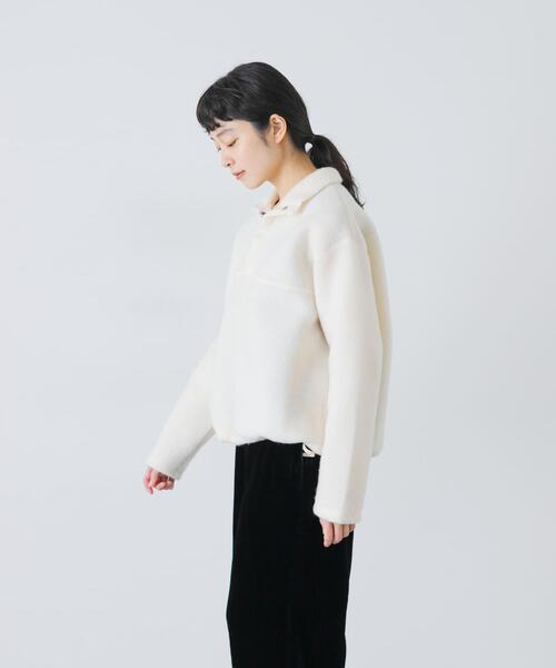 かぐれ（カグレ）の「ウールコットンフリースプルオーバー（その他トップス・レディース・ブラック/オフホワイト・FREE）」の4枚目の写真