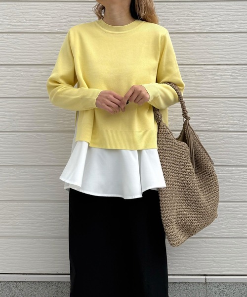 Q（キュー）の「フレアタンクレイヤードニット（ニット/セーター・レディース・ネイビー/レモンイエロー・MEDIUM）」の12枚目の写真