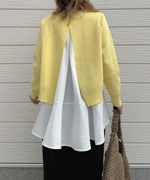 Q（キュー）の「フレアタンクレイヤードニット（ニット/セーター・レディース・ネイビー/レモンイエロー・MEDIUM）」の14枚目の写真