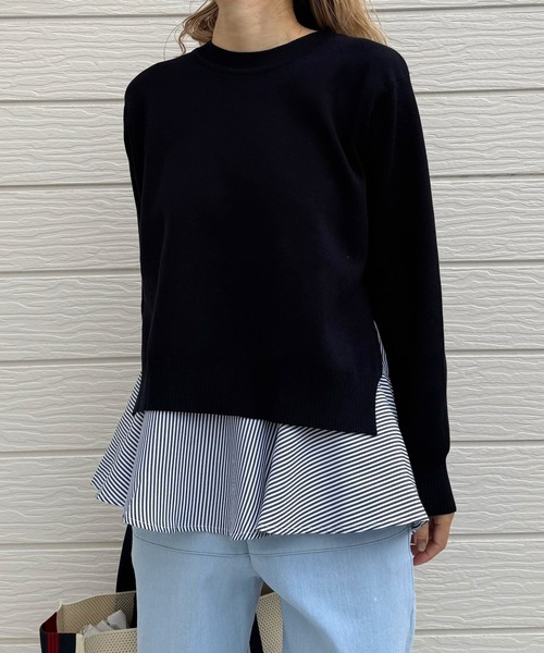 Q（キュー）の「フレアタンクレイヤードニット（ニット/セーター・レディース・ネイビー/レモンイエロー・MEDIUM）」の15枚目の写真