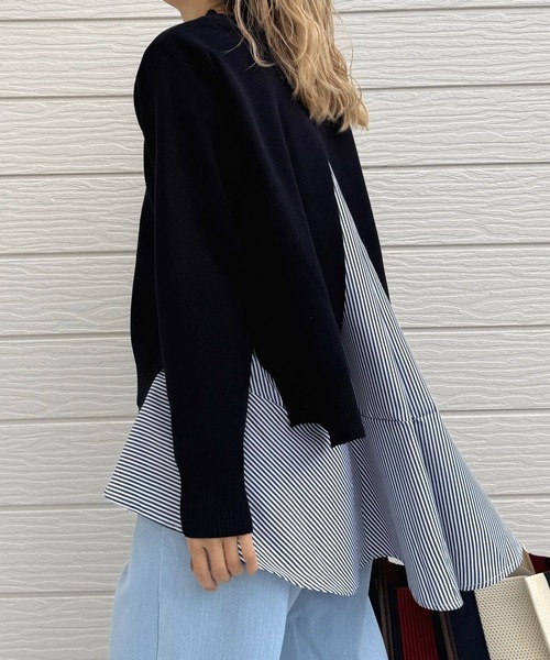 Q（キュー）の「フレアタンクレイヤードニット（ニット/セーター・レディース・ネイビー/レモンイエロー・MEDIUM）」の16枚目の写真