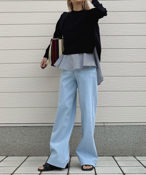 Q（キュー）の「フレアタンクレイヤードニット（ニット/セーター・レディース・ネイビー/レモンイエロー・MEDIUM）」の18枚目の写真