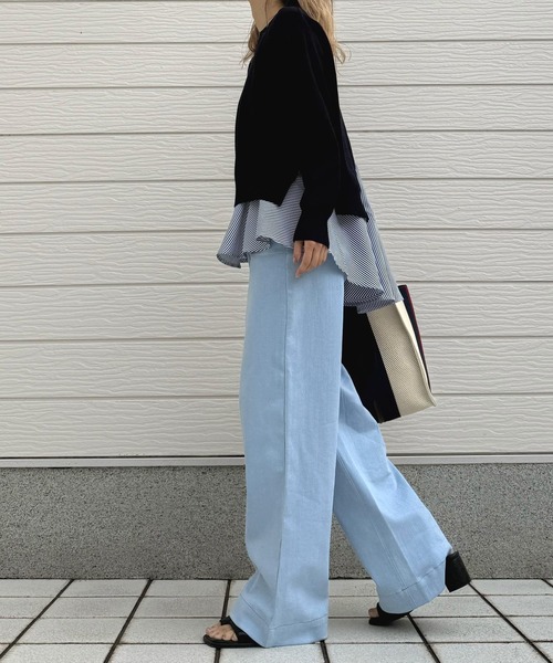 Q（キュー）の「フレアタンクレイヤードニット（ニット/セーター・レディース・ネイビー/レモンイエロー・MEDIUM）」の19枚目の写真