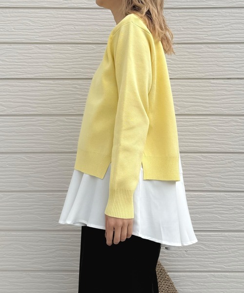 Q（キュー）の「フレアタンクレイヤードニット（ニット/セーター・レディース・ネイビー/レモンイエロー・MEDIUM）」の13枚目の写真