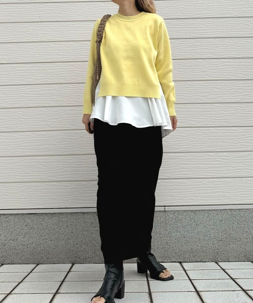 Q（キュー）の「フレアタンクレイヤードニット（ニット/セーター・レディース・ネイビー/レモンイエロー・MEDIUM）」の21枚目の写真