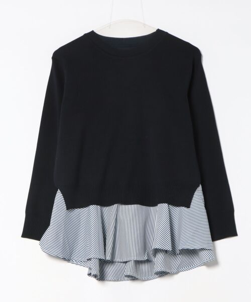 Q（キュー）の「フレアタンクレイヤードニット（ニット/セーター・レディース・ネイビー/レモンイエロー・MEDIUM）」の4枚目の写真