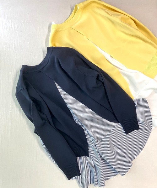 Q（キュー）の「フレアタンクレイヤードニット（ニット/セーター・レディース・ネイビー/レモンイエロー・MEDIUM）」の11枚目の写真