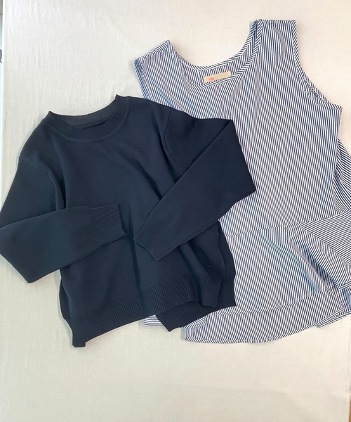 Q（キュー）の「フレアタンクレイヤードニット（ニット/セーター・レディース・ネイビー/レモンイエロー・MEDIUM）」の9枚目の写真