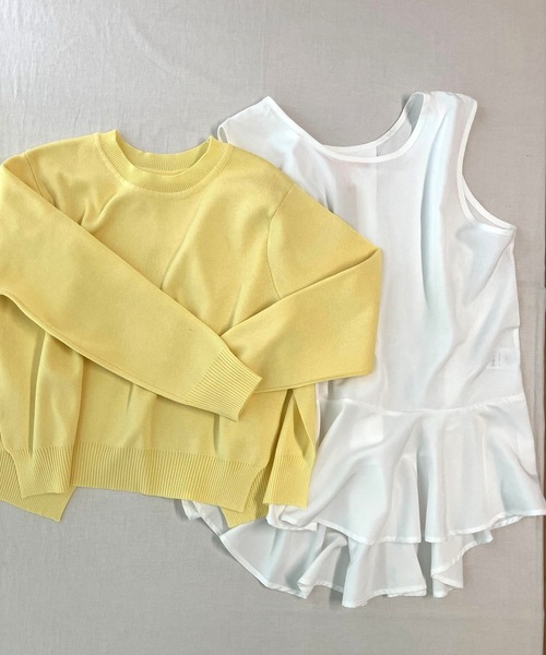 Q（キュー）の「フレアタンクレイヤードニット（ニット/セーター・レディース・ネイビー/レモンイエロー・MEDIUM）」の8枚目の写真