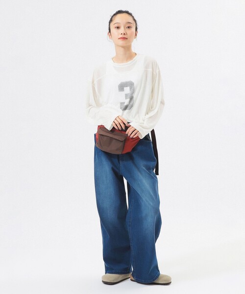 BEAMS BOY（ビームスボーイ）の「シアー ナンバリング フットボール（Tシャツ/カットソー・レディース・ネイビー/アイボリー・ONE SIZE）」の3枚目の写真