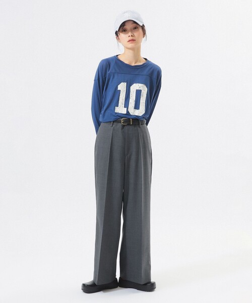 BEAMS BOY（ビームスボーイ）の「シアー ナンバリング フットボール（Tシャツ/カットソー・レディース・ネイビー/アイボリー・ONE SIZE）」の7枚目の写真