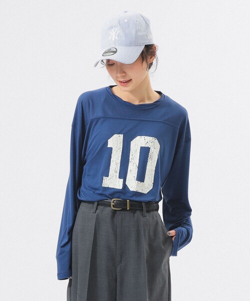 BEAMS BOY（ビームスボーイ）の「シアー ナンバリング フットボール（Tシャツ/カットソー・レディース・ネイビー/アイボリー・ONE SIZE）」の11枚目の写真