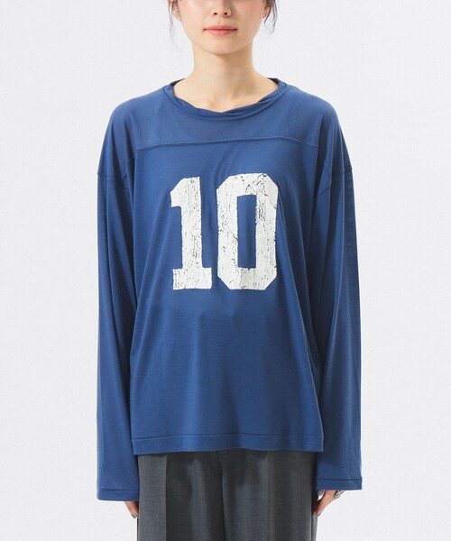 BEAMS BOY（ビームスボーイ）の「シアー ナンバリング フットボール（Tシャツ/カットソー・レディース・ネイビー/アイボリー・ONE SIZE）」の12枚目の写真