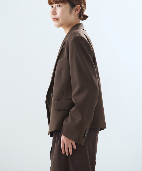 journal standard L'essage（ジャーナルスタンダードレサージュ）の「NALYAストライプ/Doeskinジャケット（テーラードジャケット・レディース・ブラウン/ネイビー・FREE）」の4枚目の写真