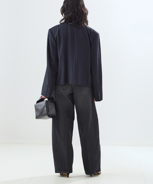 journal standard L'essage（ジャーナルスタンダードレサージュ）の「NALYAストライプ/Doeskinジャケット（テーラードジャケット・レディース・ブラウン/ネイビー・FREE）」の7枚目の写真