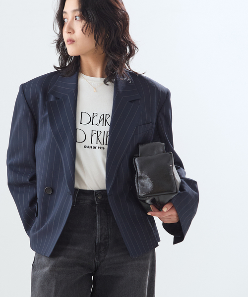journal standard L'essage（ジャーナルスタンダードレサージュ）の「NALYAストライプ/Doeskinジャケット（テーラードジャケット・レディース・ブラウン/ネイビー・FREE）」の10枚目の写真