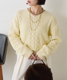 Jena espace merveilleux | ケーブルVネックニット(ニット/セーター)